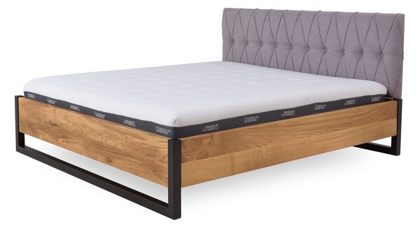 Manželská posteľ Catania 180x200 v kombinácii dubového masívu a kovu (niekoľko farebných variantov)