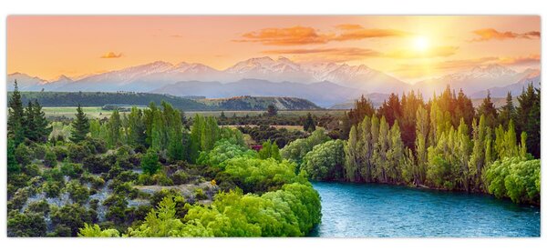 Obraz - Lesná horská krajina (120x50 cm)