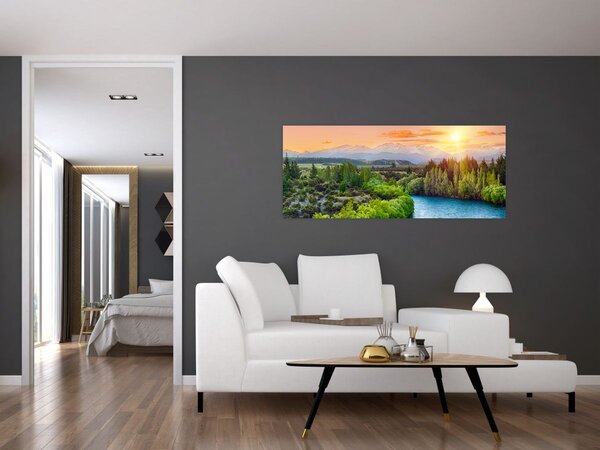 Obraz - Lesná horská krajina (120x50 cm)