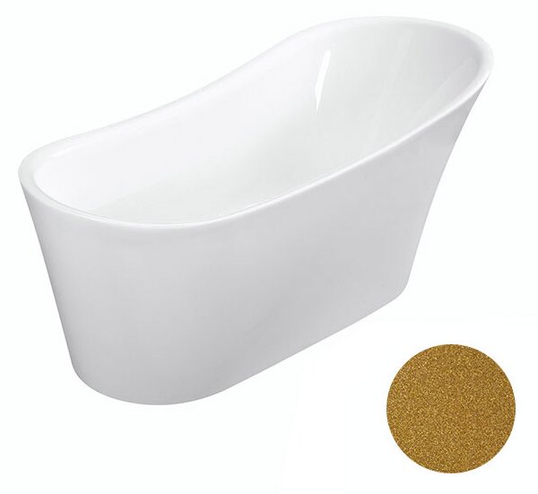 Besco Akrylátová voľne stojaca vaňa Calima Glam Z 170x74 BESCO-Typ výpuste: Click-Clack s prepadom, chróm, BESCO-Rozmery: 170x74, BESCO-Farba: Biela/zlatá