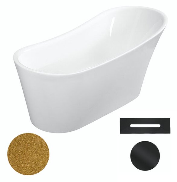 Besco Akrylátová voľne stojaca vaňa Calima Glam Z 170x74 BESCO-Typ výpuste: Click-Clack s prepadom, chróm, BESCO-Rozmery: 170x74, BESCO-Farba: Biela/zlatá