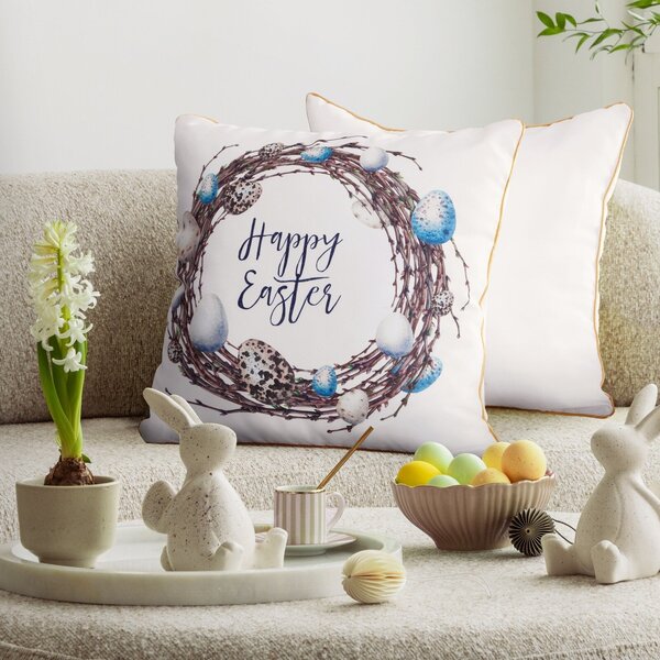 VEĽKONOČNÁ DEKORAČNÁ OBLIEČKA NA VANKÚŠ EASTER51 45X45 CM VZOROVANÁ