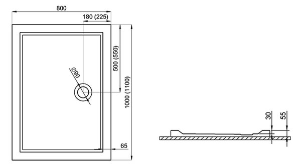 Polimat Obdĺžniková akrylátová sprchová vanička Goliat 2 90x80 (100x80, 100x90, 110x80, 110x90, 120x80, 120x90, 120x100) POLIMAT-Farba: Biela, POLIMAT-Rozmery: 90x80