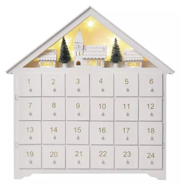 EMOS LED drevený adventný kalendár domček, 35x33cm DCWW02