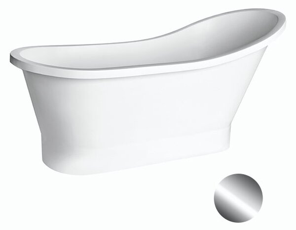 Besco Voľne stojaca vaňa z liateho mramoru Gloria 150x67 (160x67,5) BESCO-Typ výpuste: Click-Clack štandard, chróm, BESCO-Rozmery: 150x67, BESCO-Farba: Biela