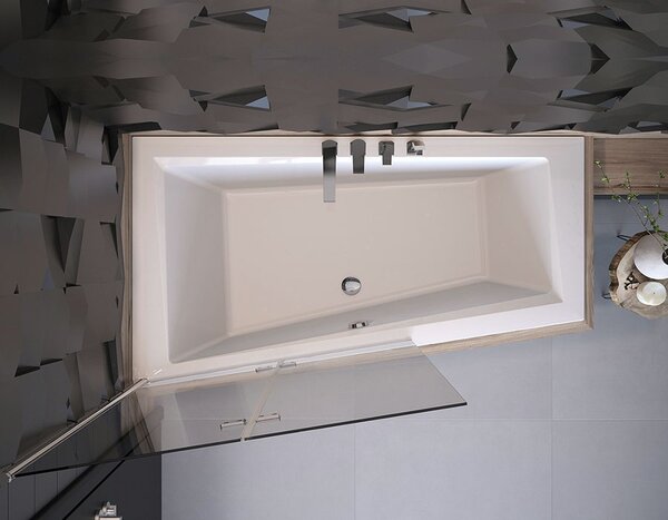 Besco Akrylátová asymetrická vaňa so zníženým lemom Intima Slim 150x85 (160x90)