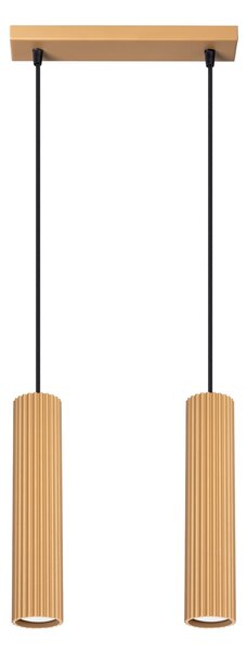 Závesné svietidlo Karbon, 2x zlaté kovové tienidlo