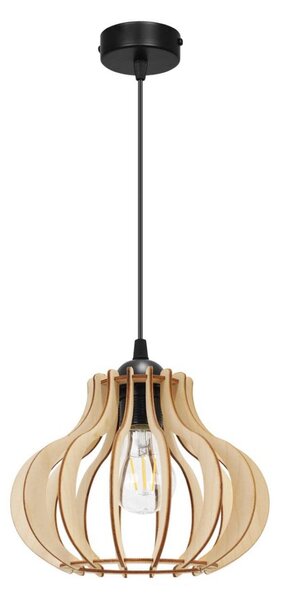 Závesné svietidlo Timber 3, 1x drevené tienidlo, m