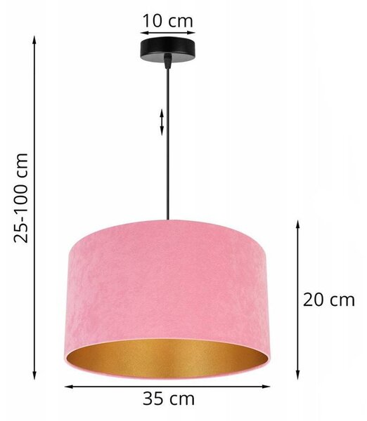 Závesné svietidlo Mediolan, 1x ružové/zlaté textilné tienidlo, (výber z 2 farieb konštrukcie), (fi 35cm)