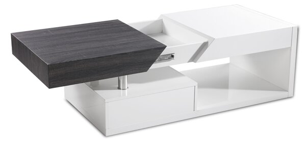 Konferenčný stolík s úložným priestorom Melida - biely lesk / čierne drevo