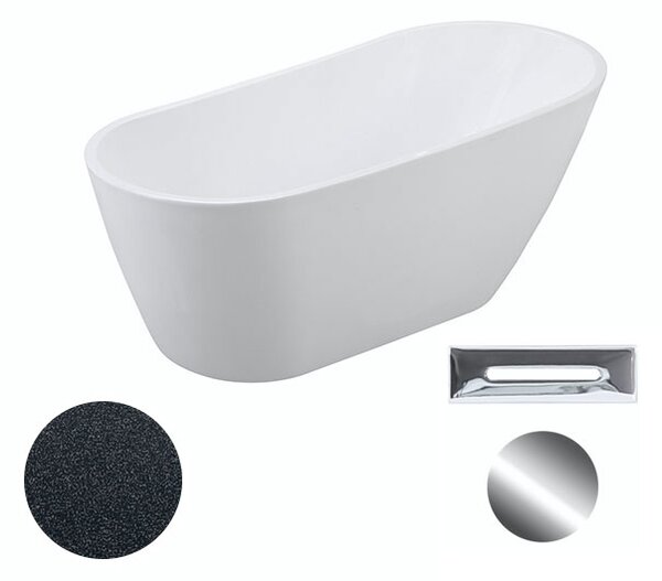 Besco Akrylátová voľne stojaca vaňa Melody Glam G 150x80 (170x80) BESCO-Typ výpuste: Click-Clack s prepadom, chróm, BESCO-Rozmery: 150x80, BESCO-Farba: Biela/grafit