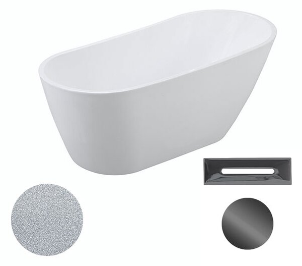 Besco Akrylátová voľne stojaca vaňa Melody Glam S 150x80 (170x80) BESCO-Typ výpuste: Click-Clack s prepadom, chróm, BESCO-Rozmery: 150x80, BESCO-Farba: Biela/strieborná