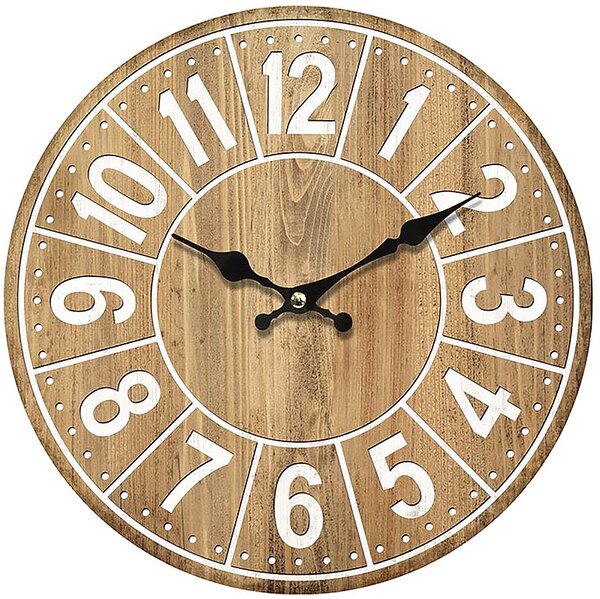 Nástenné hodiny drevené svetlo hnedé o 34cm