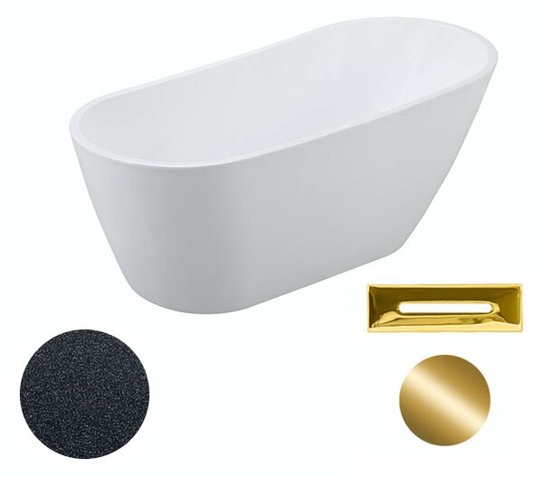 Besco Akrylátová voľne stojaca vaňa Melody Glam G 150x80 (170x80) BESCO-Typ výpuste: Click-Clack s prepadom, chróm, BESCO-Rozmery: 150x80, BESCO-Farba: Biela/grafit