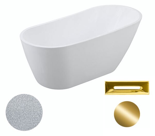 Besco Akrylátová voľne stojaca vaňa Melody Glam S 150x80 (170x80) BESCO-Typ výpuste: Click-Clack s prepadom, chróm, BESCO-Rozmery: 150x80, BESCO-Farba: Biela/strieborná