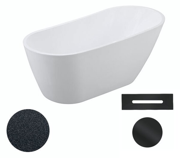 Besco Akrylátová voľne stojaca vaňa Melody Glam G 150x80 (170x80) BESCO-Typ výpuste: Click-Clack s prepadom, chróm, BESCO-Rozmery: 150x80, BESCO-Farba: Biela/grafit