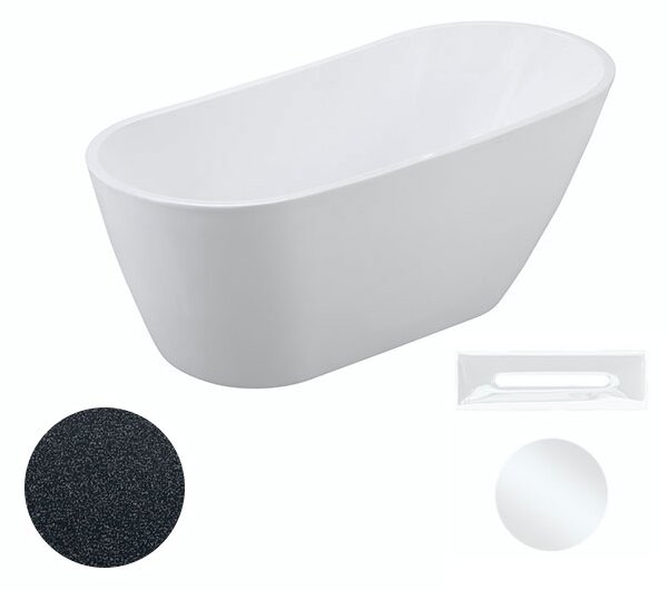 Besco Akrylátová voľne stojaca vaňa Melody Glam G 150x80 (170x80) BESCO-Typ výpuste: Click-Clack s prepadom, chróm, BESCO-Rozmery: 150x80, BESCO-Farba: Biela/grafit