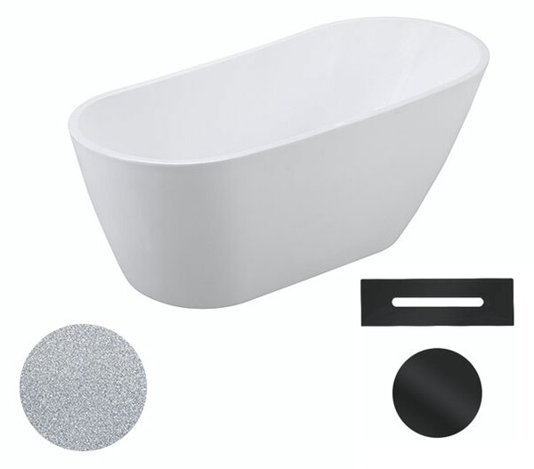 Besco Akrylátová voľne stojaca vaňa Melody Glam S 150x80 (170x80) BESCO-Typ výpuste: Click-Clack s prepadom, chróm, BESCO-Rozmery: 150x80, BESCO-Farba: Biela/strieborná