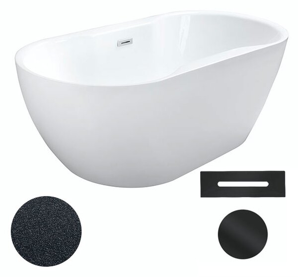 Besco Akrylátová voľne stojaca vaňa Navia Glam G 140x75 (150x80, 160x80) BESCO-Typ výpuste: Click-Clack s prepadom, chróm, BESCO-Rozmery: 140x75, BESCO-Farba: Biela/grafit