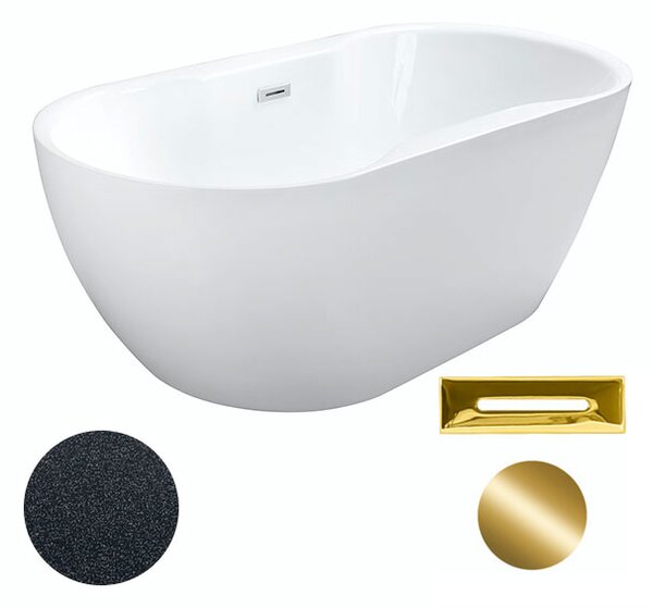 Besco Akrylátová voľne stojaca vaňa Navia Glam G 140x75 (150x80, 160x80) BESCO-Typ výpuste: Click-Clack s prepadom, chróm, BESCO-Rozmery: 140x75, BESCO-Farba: Biela/grafit