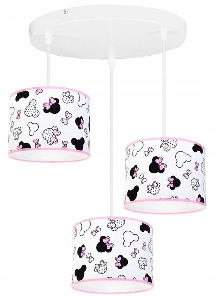 Detské závesné svietidlo Minnie, 3x textilné tienidlo so vzorom, o