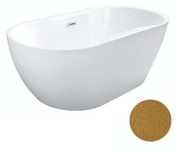 Besco Akrylátová voľne stojaca vaňa Navia Glam Z 140x75 (150x80, 160x80) BESCO-Typ výpuste: Click-Clack s prepadom, chróm, BESCO-Rozmery: 140x75, BESCO-Farba: Biela/zlatá