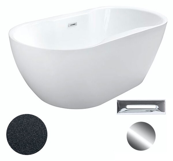 Besco Akrylátová voľne stojaca vaňa Navia Glam G 140x75 (150x80, 160x80) BESCO-Typ výpuste: Click-Clack s prepadom, chróm, BESCO-Rozmery: 140x75, BESCO-Farba: Biela/grafit