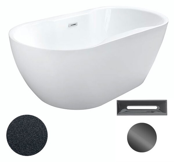 Besco Akrylátová voľne stojaca vaňa Navia Glam G 140x75 (150x80, 160x80) BESCO-Typ výpuste: Click-Clack s prepadom, chróm, BESCO-Rozmery: 140x75, BESCO-Farba: Biela/grafit