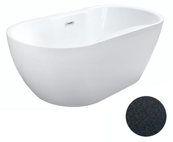 Besco Akrylátová voľne stojaca vaňa Navia Glam G 140x75 (150x80, 160x80) BESCO-Typ výpuste: Click-Clack s prepadom, chróm, BESCO-Rozmery: 140x75, BESCO-Farba: Biela/grafit