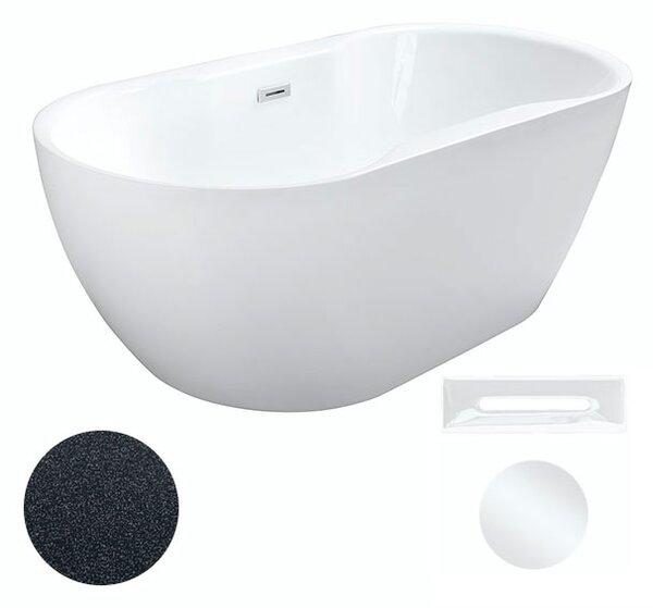 Besco Akrylátová voľne stojaca vaňa Navia Glam G 140x75 (150x80, 160x80) BESCO-Typ výpuste: Click-Clack s prepadom, chróm, BESCO-Rozmery: 140x75, BESCO-Farba: Biela/grafit