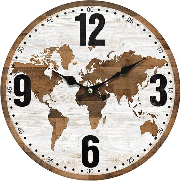 Nástenné hodiny mapa sveta o 34cm