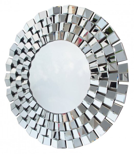 DECOREUM Okrúhle zrkadlo Eris v striebornom ráme z malých sklenených kusov skla 100x100x4 cm