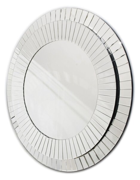 Okrúhle zrkadlo v trojrozmernom ráme z obdĺžnikových sklenených prvkov 100 cm Kleo