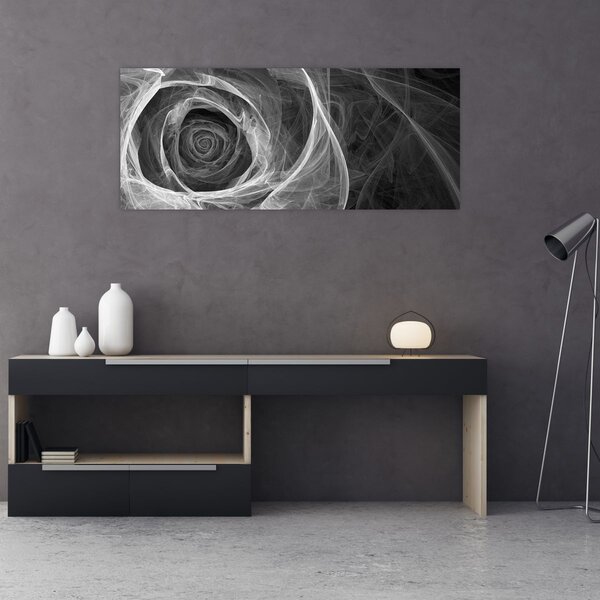 Obraz - Abstraktné ruže čiernobiela (120x50 cm)