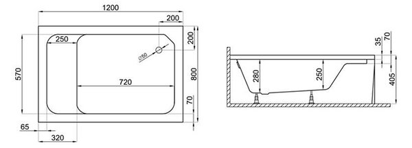 Polimat Krycí panel k obdĺžnikovej akrylátovej sprchovej vaničke Roni 120x80x26 KP 37