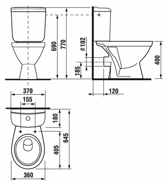 WC kombi Jika UNI H8241780007873 so zadným odpadom