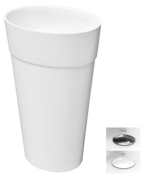 Besco Voľne stojace umývadlo z liateho mramoru Uniqa UM VS 46,5x32,5x84 cm, sifón Click-Clack