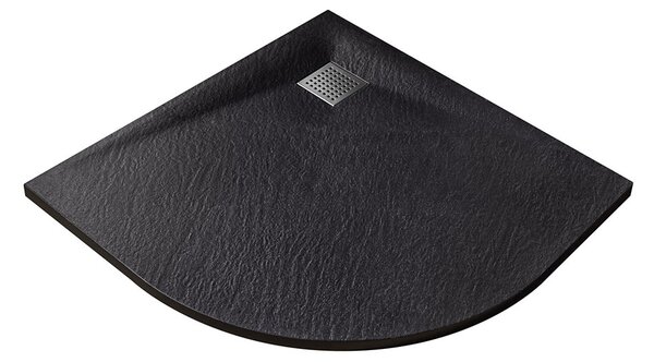 Besco Štvrťkruhová sprchová vanička z SMC kompozitu VEXO BLACK HR 90x90 BESCO-Rozmery: 90x90