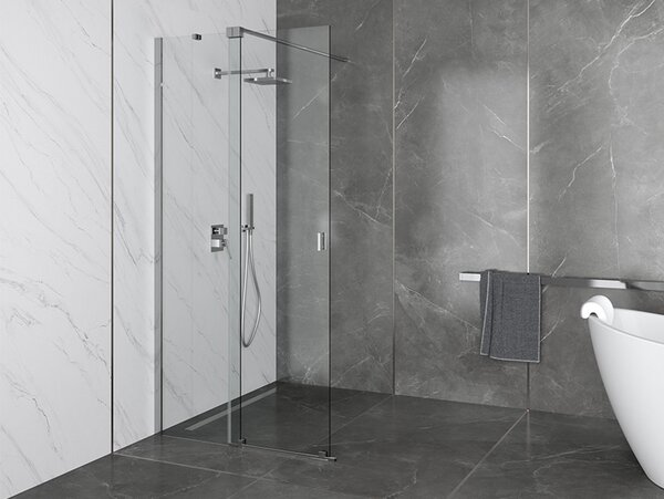 Besco Sprchový kút Walk-In VAYO 90 (100, 110, 120, 130, 140), výška 200 cm - bez vaničky BESCO-Rozmery: šírka: 90