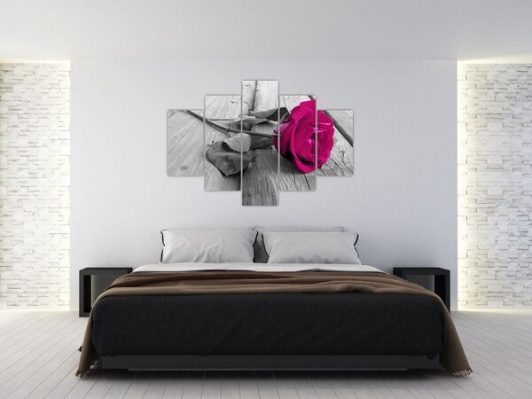 Obraz - Ružová ruža (150x105 cm)