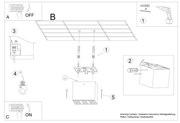Stropné LED svietidlo Ozzy, 1x LED 16w, 4000k, b