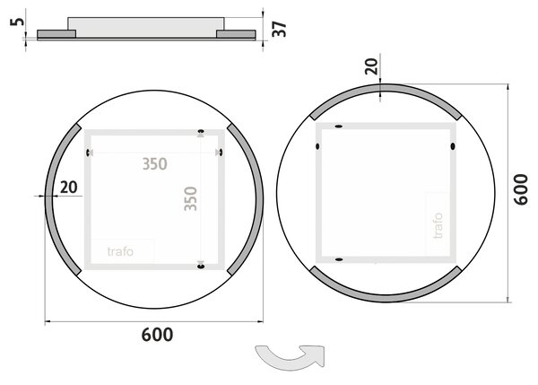 Nimco Okrúhle LED zrkadlo pr. 600 - ZP 16000R