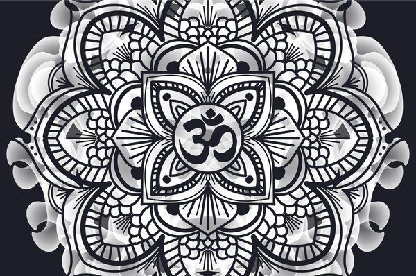 Tapeta Mandala zdravia v čiernobielom prevedení