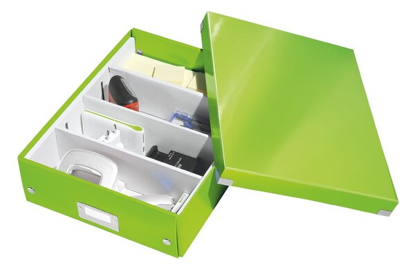 Zelený kartónový úložný box s vekom 28x37x10 cm Click&Store – Leitz