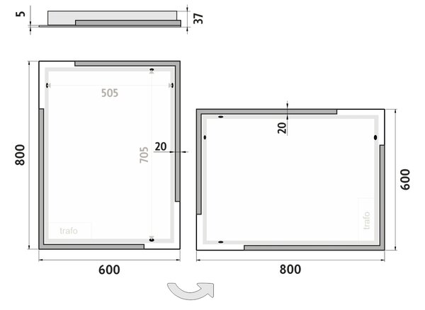 Nimco LED zrkadlo 600x800 - ZP 14002