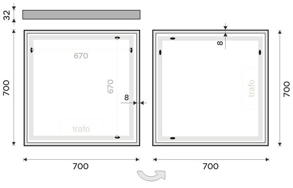 Nimco LED zrkadlo 700x700 - ZP 13077