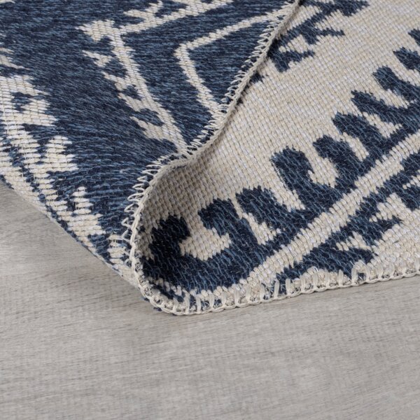 Flair Rugs, Kusový koberec Deuce Alix Recycled Rug Navy, 120x170, modrá, chodba / predsieň