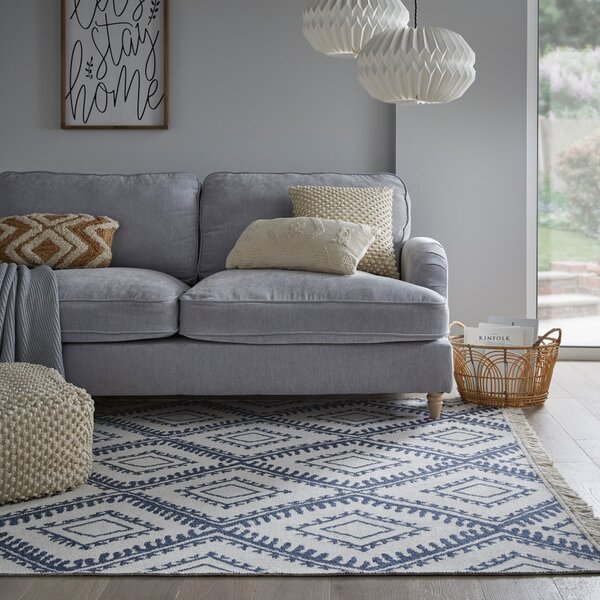 Flair Rugs, Kusový koberec Deuce Alix Recycled Rug Navy, 120x170, modrá, chodba / predsieň