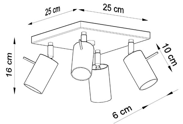 Stropné svietidlo Ring, 4x sivé kovové tienidlo, (možnosť polohovania)