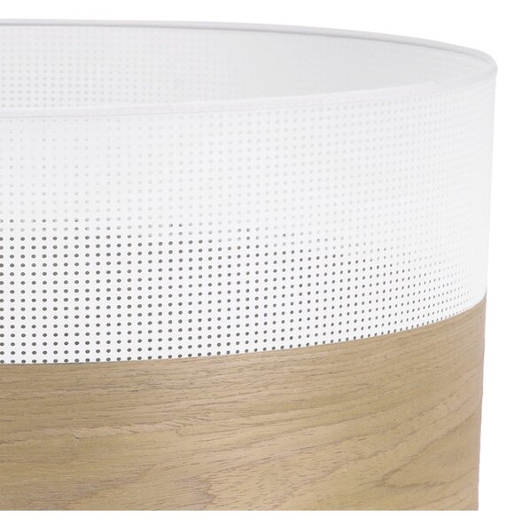 Závesné svietidlo Wood, 1x dýha zlatý dub/biele PVC tienidlo, (fi 30cm)